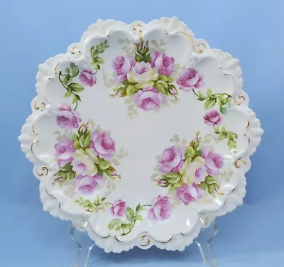 Antique M.z. Austria Dscalloped Molded Plate W/ Roses • $22