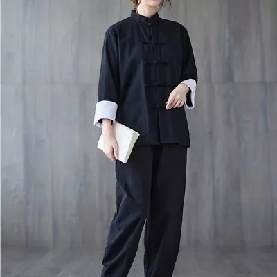 Unisex Chinese Hanfu Top Ethnic Cotton Tang Suit Shirt Cardigan Jacket Kung Fu • £26.48