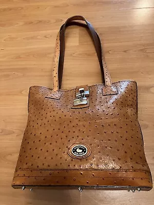 Vintage Dooney & And Bourke Tan Ostrich Leather Purse Handbag Rare W STRAP! • $74.95