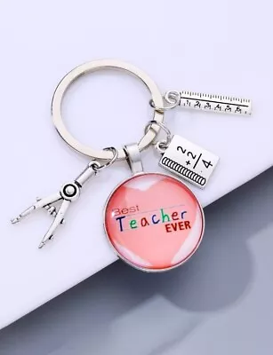~*~NEW  Best Teacher Ever  School Charm's Keyring Great Gift Keychain~*~ • $9.95