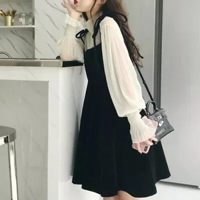 Japanese Sweet Kawaii Chiffon Mori Girl Women's Puff Sleeve Princess Dress • $33.03