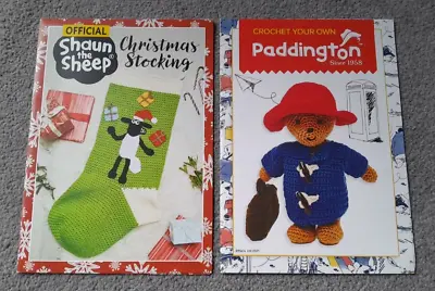 Shaun The Sheep Christmas Stocking & Paddington Bear (Crochet Pattern Leaflets) • £2.99