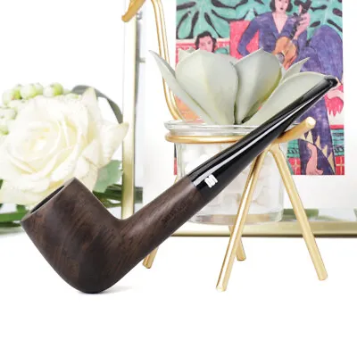 Billiard Ebony Wood Tobacco Pipe HandmadeSmoking Pipe 9mm Filter Straight Stem • $32.99