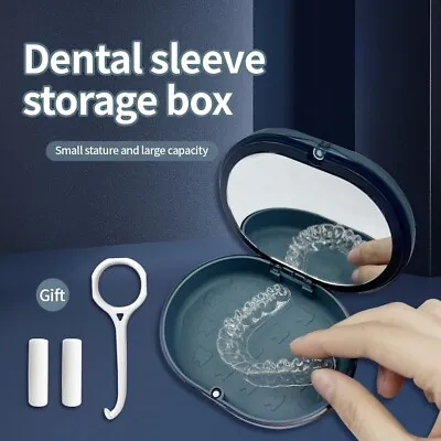Denture Bath Storage Case Double Layer Retainer Holder Box Teeth Brace Container • $9.29