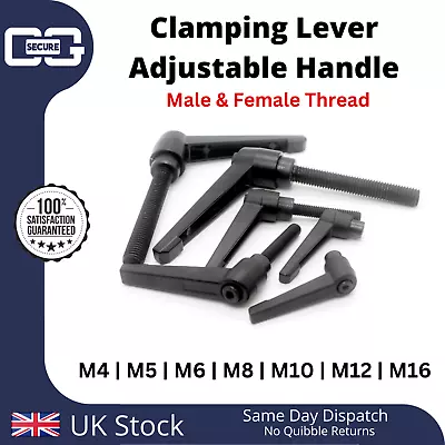 Machine Handle Adjustable Clamping Lever Black Knob M4 M5 M6 M8 M10 M12 M16 • £7