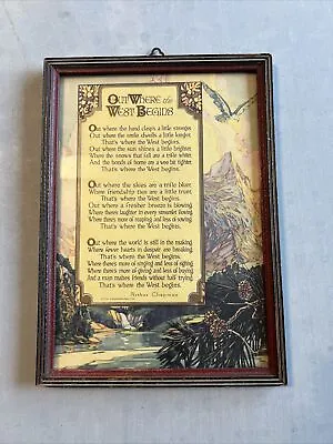 Vintage Buzza Motto Framed Poem Arthur Chapman Out Where The West Begins 7x10 • $19.99