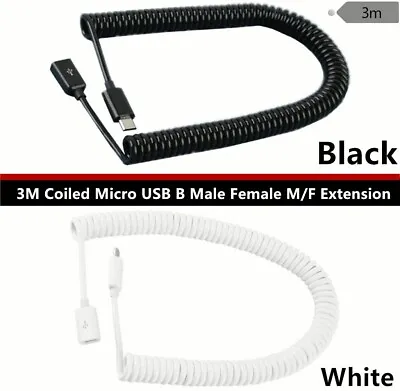 10Ft Coiled Micro USB B Male To Female Extension Data Sync Charger Cable Adapter • $7.99