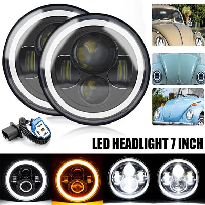 2pc 7 Inch LED Headlights RGB Round Lights DRL For Suzuki Samurai VW Beetle Golf • $31.99