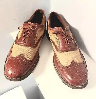 Vtg 1940's Mesh Ventilated Wing Tip Dress Shoes -SIZE 8 MENS • $85