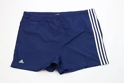 Vintage 90s Adidas Mens Large Distressed Above Knee Striped Soccer Shorts Blue • $31.45