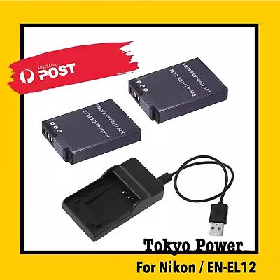 2x EN-EL12 Battery + LED1 Charger For Nikon S9700 S9500 S9400 S9300 S9100 S8200 • $41.80