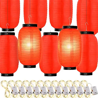 12 Pcs Traditional Japanese Style Red Silk Hanging Lantern Paper Lanterns Japan • $46.70