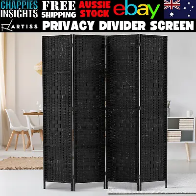Artiss 4 Panel Room Divider Screen Privacy Timber Foldable Dividers Stand Black • $166