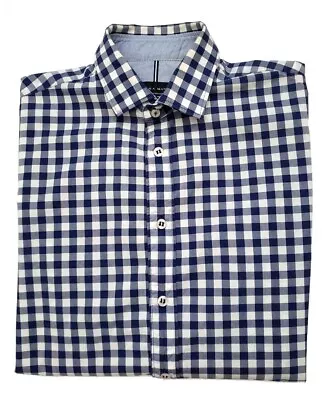 Zara Gingham Check Shirt Blue White Men's Slim Fit Medium • $14.99