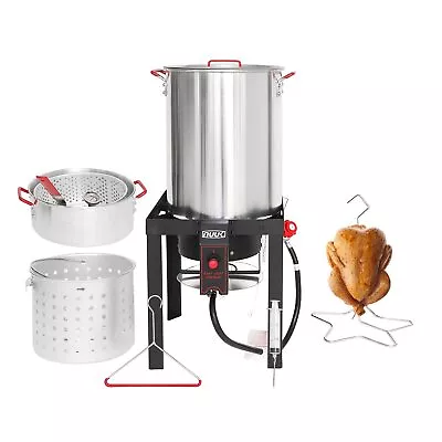 30QT Turkey Fryer & 10QT Fish Fryer Combo Kit With CSA Approved 50000BTU Bur... • $116.99