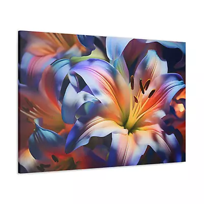 Lily Canvas Colourful Close Up Vibrant Flower Wall Art Decor • £15.99