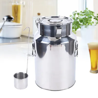 18l Stainless Steel Milk Churn Can Milk Jug Canister W/carry Handle & Sealed Lid • £55