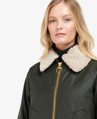 $381.72 • Buy BARBOUR Olive Carloway Wax Jacket £259 Size 10 36 Medium Net A Porter Teddy Coat