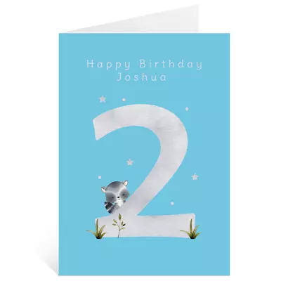 Personalised 2nd Birthday 7 Greetings Card 2 Years Old Any Name Custom • £2.49