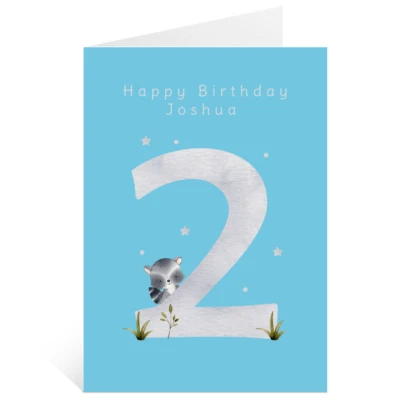 Personalised 2nd Birthday 7 Greetings Card 2 Years Old Any Name Custom • £2.49