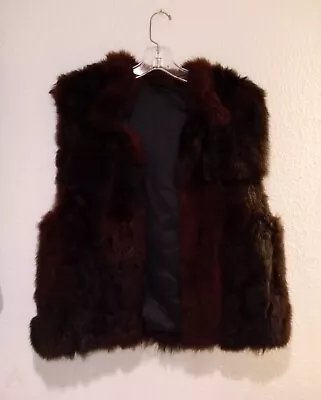 Vintage Brown Genuine Fur Vest W/Pockets Women's US Size Medium - Mob Wife Glam  • $74.99