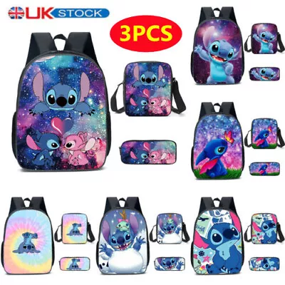 Boys Girls School Bag Lilo And Stitch Backpack Kids Travel Rucksack Lunch Bag UK • £18.99