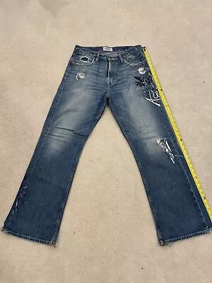 American Eagle Jeans Mens 31x32 Distressed Blue Light Wash Low Rise Boot Cut • $9.99