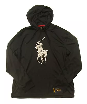 Polo Ralph Lauren Performance Men's Black Enlarged Pony Logo Hooded T-Shirt • $36