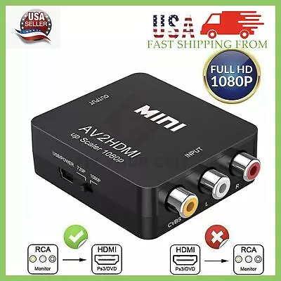 $6.16 • Buy RCA AV To HDMI HD Converter Composite CVBS Audio Video Adapter Wii NES SNES