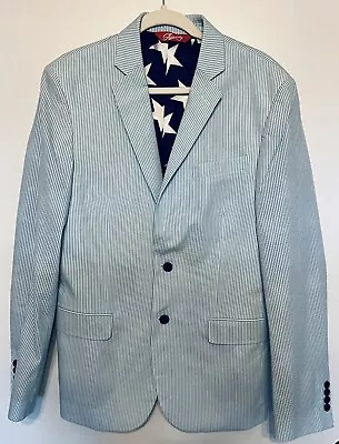 Shinesty The Baby Azul Blue USA Seersucker Derby Seersucker Blazer - (Size: 40) • $45