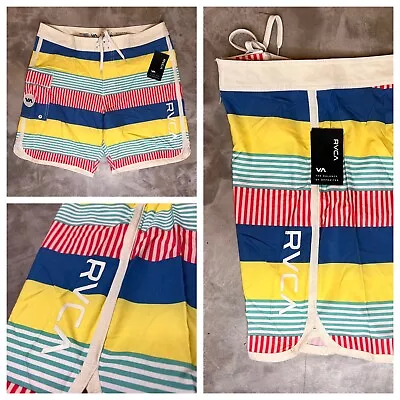 RVCA Mens Size 34 Board Short Swim Surf Trunks Coney Stretch Multicolor NEW • $24.99