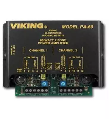 Viking Electronics 60 Watt Two Zone Amplifier (pa-60) (pa60) • $251.18