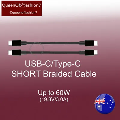 $12 • Buy 2x Short Type-C To Type-C /USB C Braided Cable Up To 60W