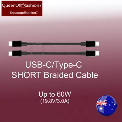 $12 • Buy 2x Short Type-C To Type-C /USB C Braided Cable Up To 60W