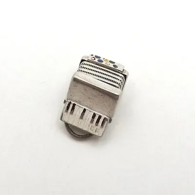 Sterling Silver Enamel Articulated Accordion Musical Squeeze Box Charm Pendant • $75.05