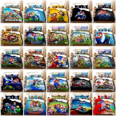 $16.99 • Buy Super Mario Bro Doona Duvet Cover Pillowcase Bedding Set AU Single Double Queen