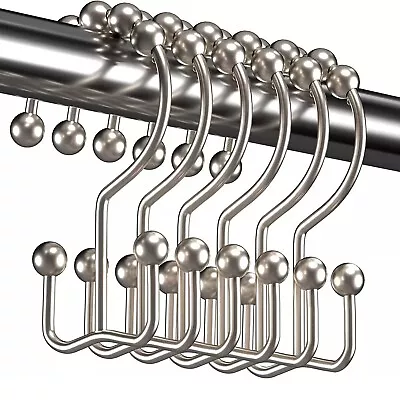 12 PACK Shower Curtain Hooks Rust Proof Metal Double Glide USA FREE SHIP NEW • $10.29