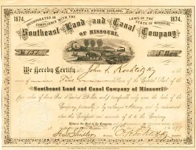 Southeast Land And Canal Co. Of Missouri - Stock Certificate - General Stocks • $295