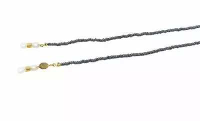 Giorgio Fedon Grey Metallic Eyeglass Chain 27 Inch Stylish Flair Pearl Tone Tips • $13