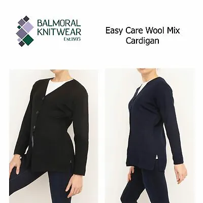 £12.95 • Buy Balmoral V Neck Ladies Wool Mix Cardigan Womens Knitwear Casual Plain Knit Cardi