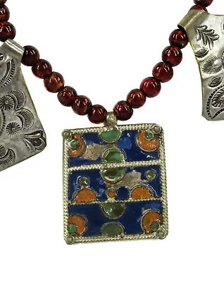 Moroccan Necklace Silver Pendants Morocco Africa 24 Inch • $125