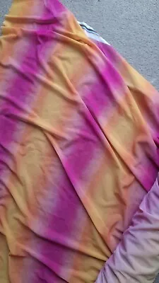 Vibrant Mendhi Vibe Power Mesh Fabric Dress Material 4 Way Stretch Purple/Orange • £5.99