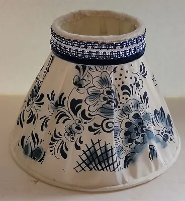Vintage Small White Blue Floral Design Fabric Table Accent Lamp Light Shade #2 • $5