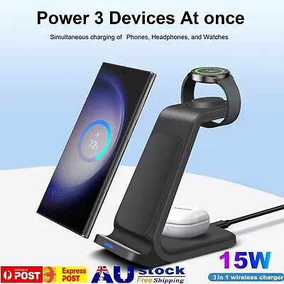 3 In 1 15W Wireless Charger Dock Charging Stand For Apple Watch IPhone 15 14 Pro • $9.37