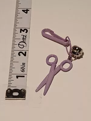 1980's Vintage Plastic Bell Charm Purple Scissors Necklace Bracelet • $19.99