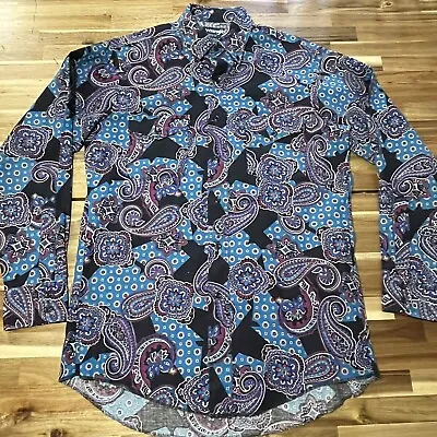 Wrangler Western Mens Shirt XL 15.5 33 X Long Tails Cowboy Cut USA Paisley Small • $31