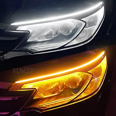  2x 60cm LED Switchback DRL Tube Light Strip Amber Sequential Flow Turn Signal • $9.99