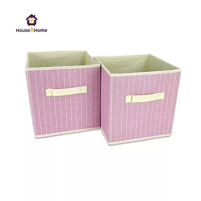 2x Non-woven Canvas Storage Folding Box Fabric Cube Cloth Basket Organiser Toys  • £5.95