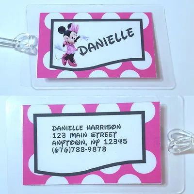 Personalized Disney Minnie Mouse  Luggage Tag  Backpack Diaper Bag Polka Dot • $6.98