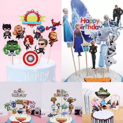 Marvel Avengers Frozen Super Mario Octonaut Birthday Party Cake Topper Deco Flag • £2.48